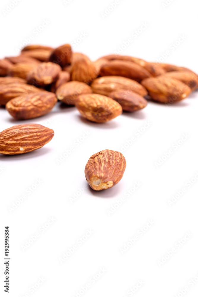 Almonds on White background