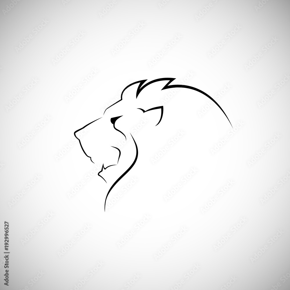 Obraz premium Lion head line style logo vector illustration