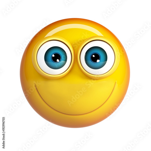 Smiling emoji. 3d rendering emoticon isolated on white background