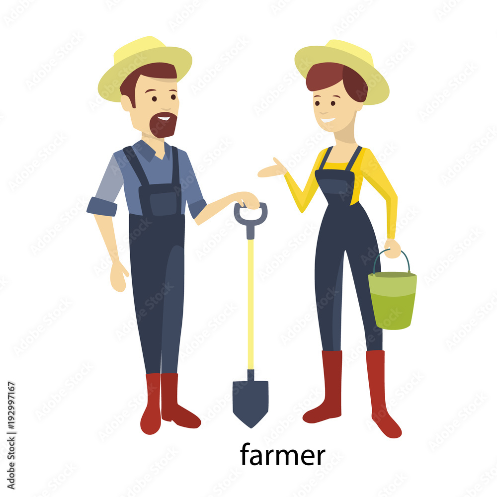 Isolated farmer couple.