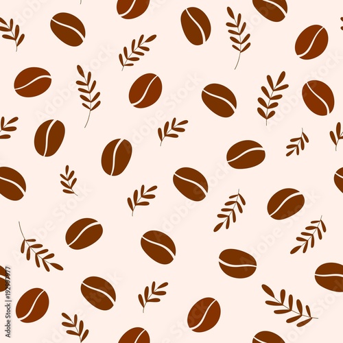 Seamless pattern with coffee beans. Vector background
