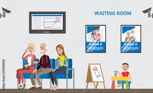 Waiting room in bank.