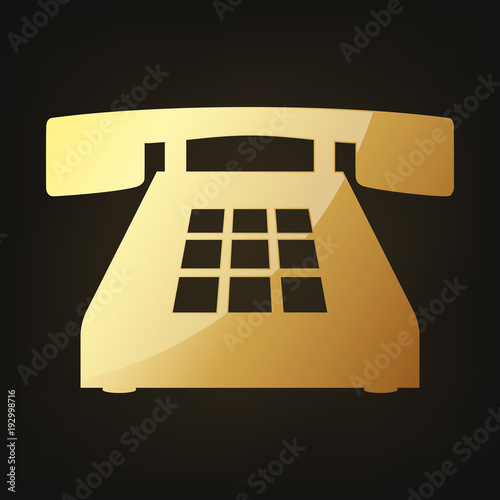 Gold phone icon. Vector illustration