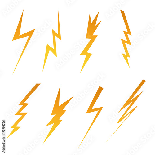 Set of lightning and electricity. Vector illustration.