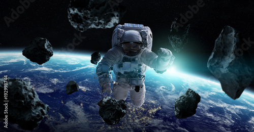 Fototapeta Naklejka Na Ścianę i Meble -  Astronaut floating in space 3D rendering elements of this image furnished by NASA