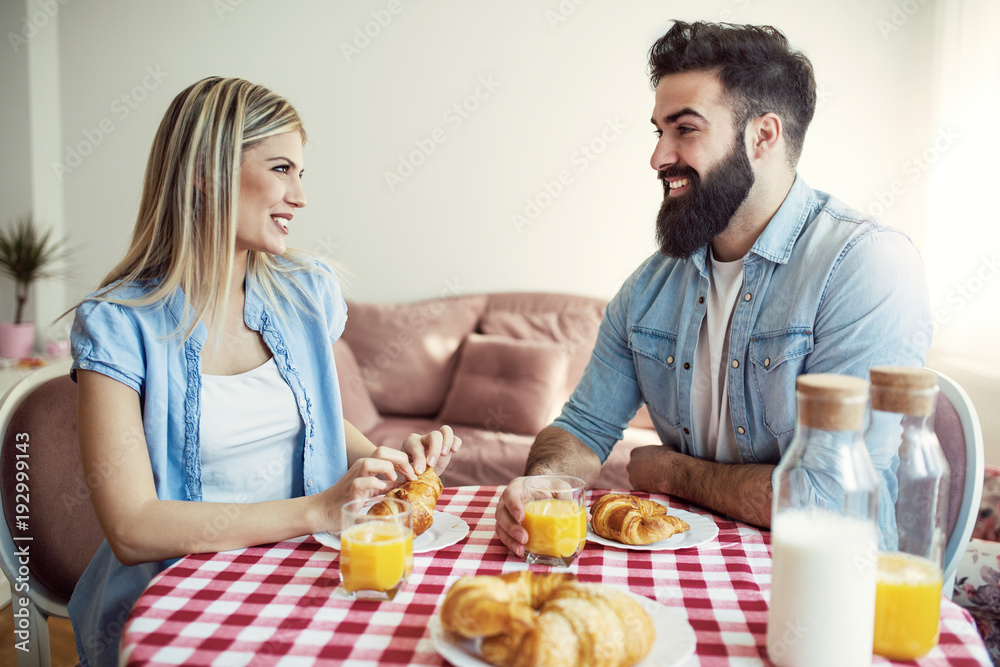 Couple having breakfast Couple having breakfast