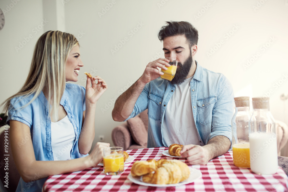 Couple having breakfast Couple having breakfast