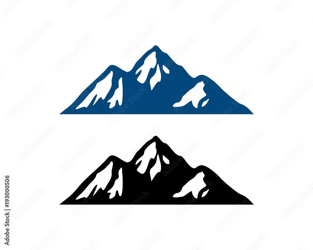 Black and Blue Mountain Symbol Flat Logo Vector Stock Vector | Adobe Stock