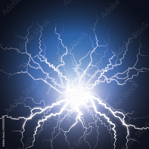 Vector Electricity charge. The effect of electric lighting  abstract techno backgrounds for your design on a blue background. Light and radiance.