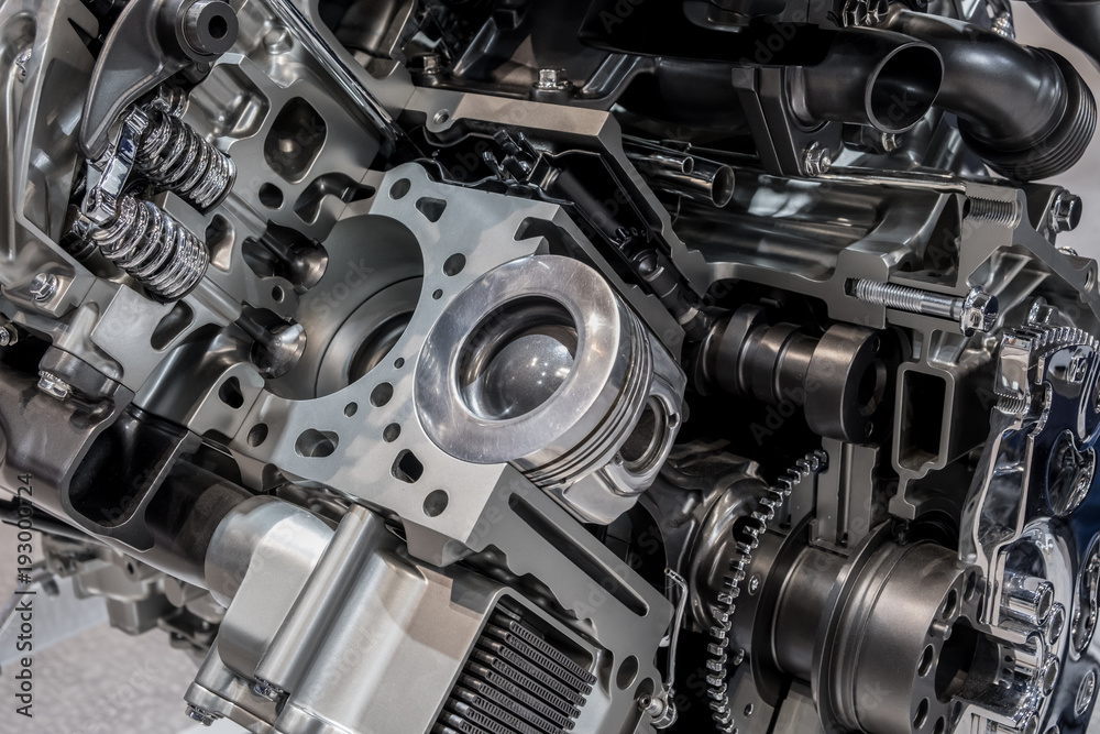 Cutaway of car powertrain