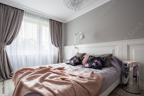 Pastel bedroom with double bed