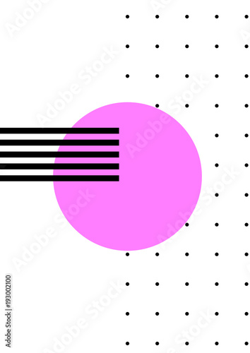 Trendy memphis group style poster, bright color background. Vector illustration