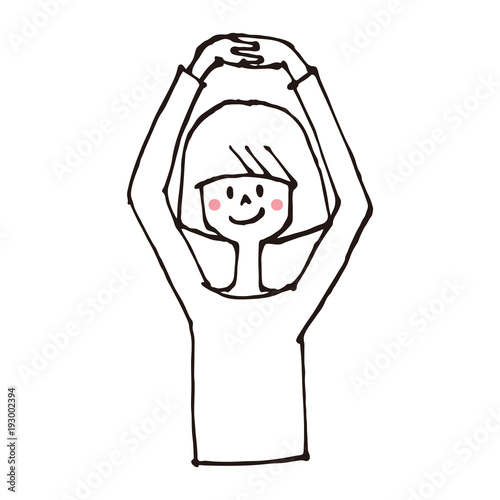 伸びをする女性