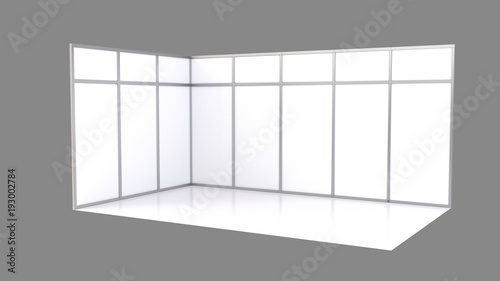 Trade exhibition stand, Exhibition 3D rendering visualization of exhibition equipment,space on a background