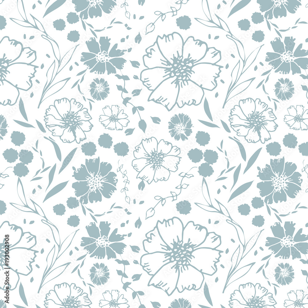 light blue seamless monochrome floral pattern light blue seamless monochrome floral pattern