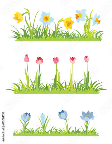 Set of spring april flowery borders for Easter