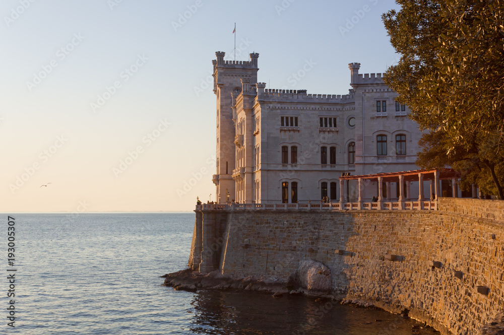 Sunset View of Miramare Castle in Trieste