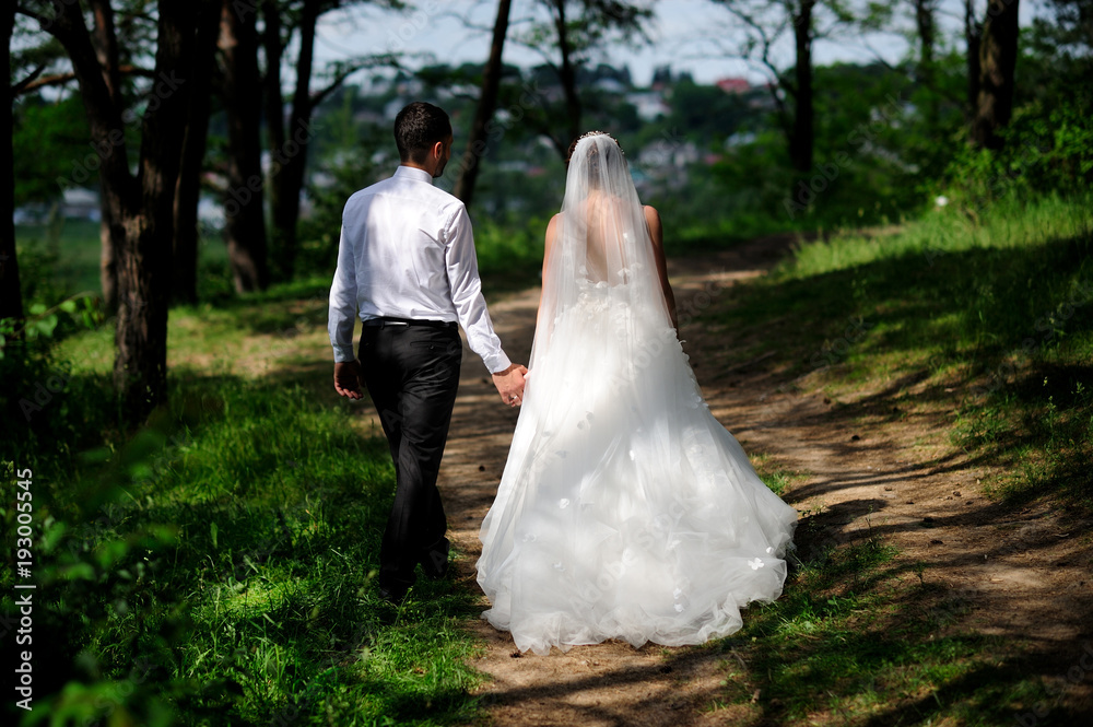 Beautiful wedding couple in forest Beautiful wedding couple in forest