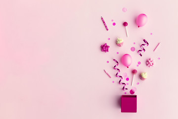 Party objects in a gift box