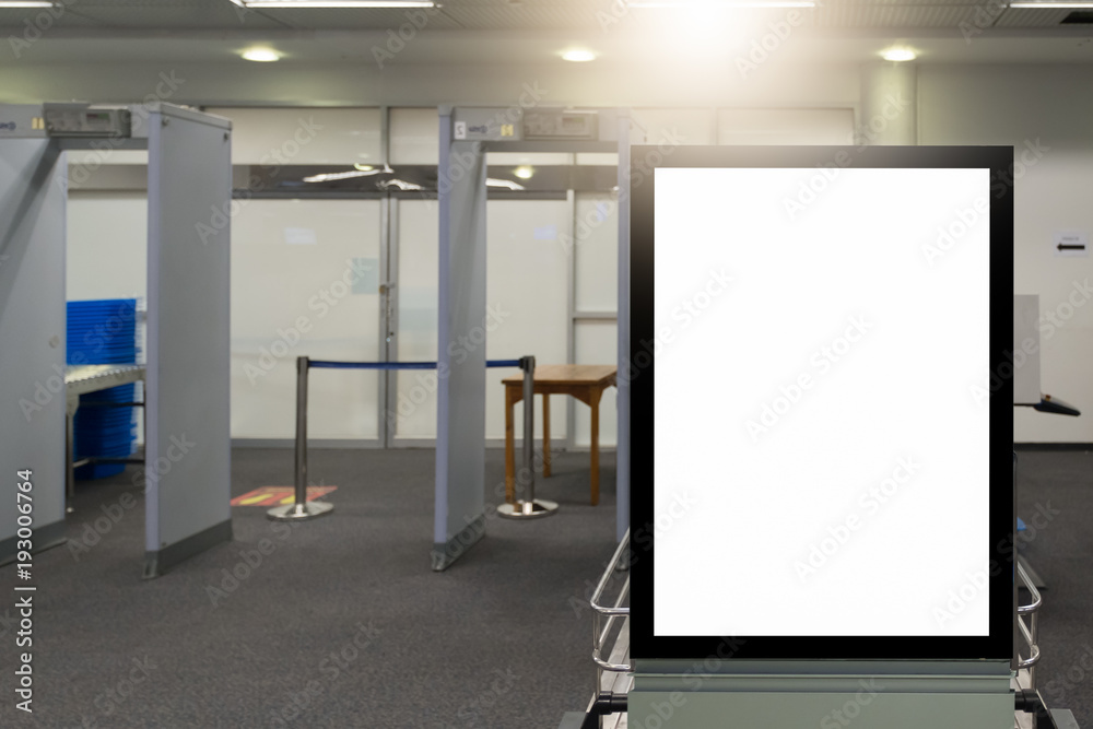 blank advertising billboard at airport. blank advertising billboard at airport.