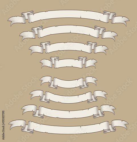 Papyrus Scroll Curved Center Uwards n Downwards Four Sizes 1