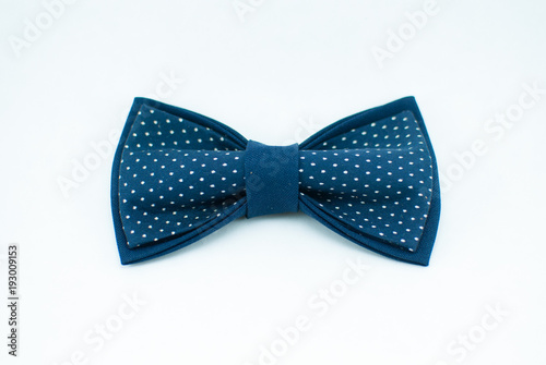 Well-designed stylish dark-blue bow tie made of soft cloth