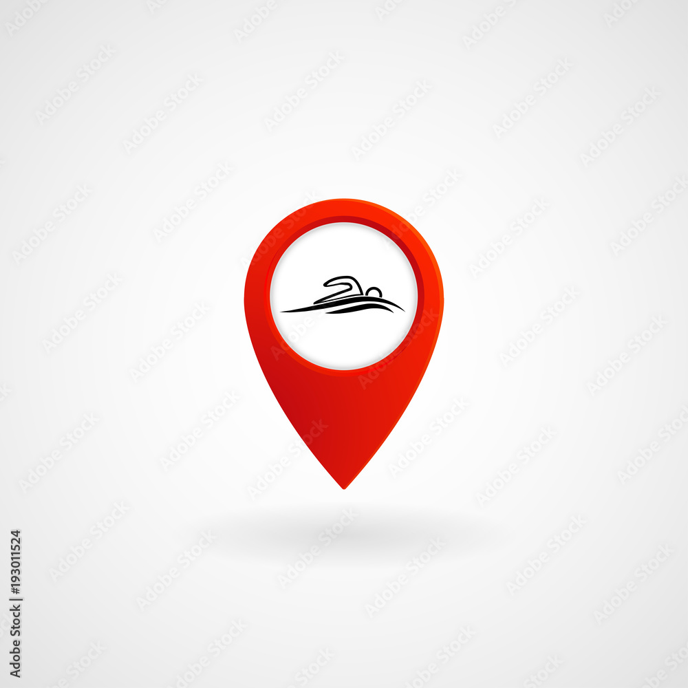 Red Location Icon for Swimming Pool, Vector, Illustration, Eps File Red Location Icon for Swimming Pool, Vector, Illustration, Eps File
