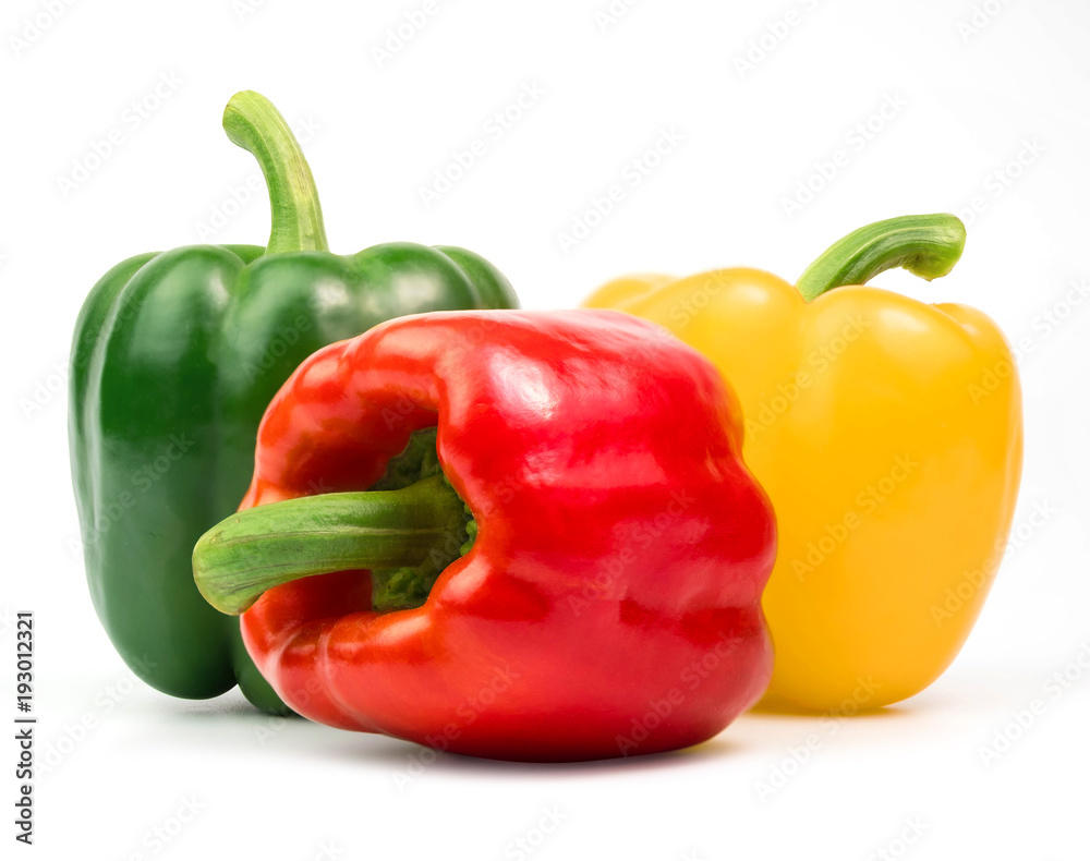 fresh sweet peppers isolated on white background. fresh sweet peppers isolated on white background.