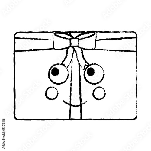 kawaii gift box cartoon facial expression vector illustration sketch design