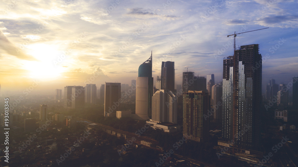 Jakarta cityscape at sunrise