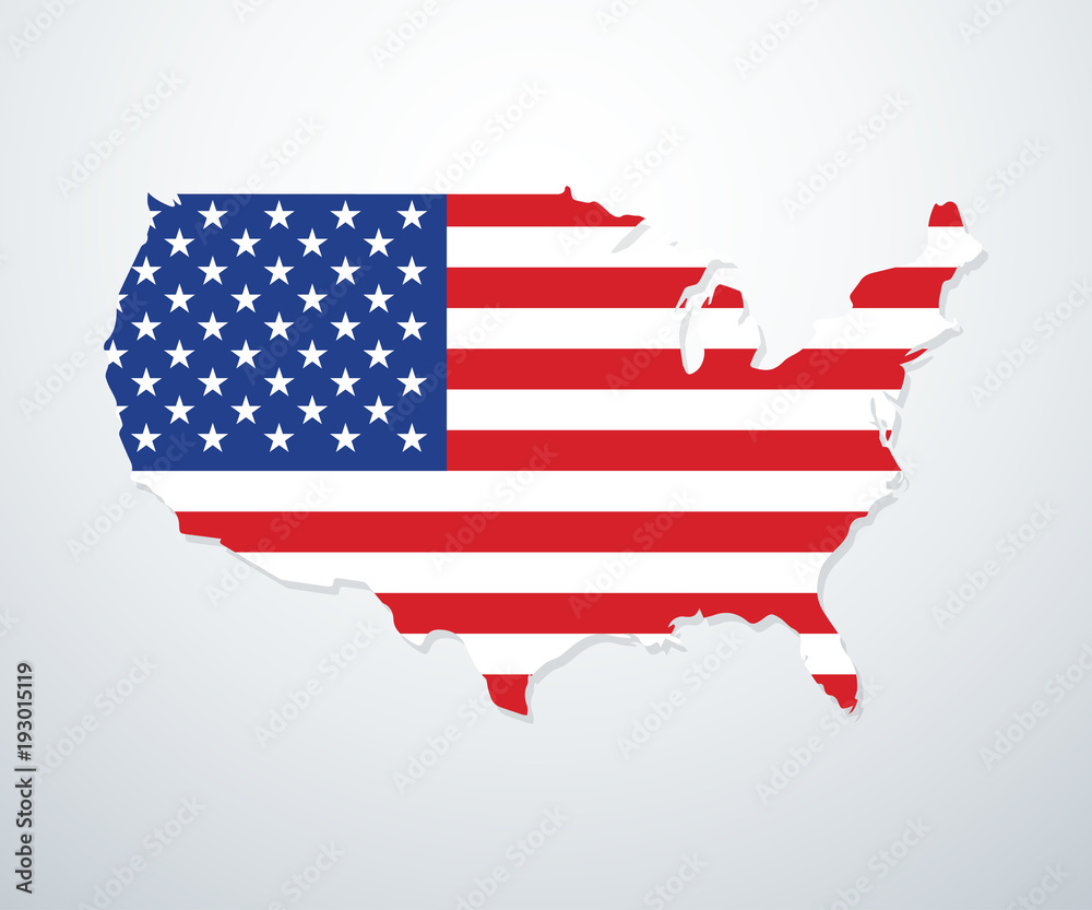 USA map with flag. Vector illustration