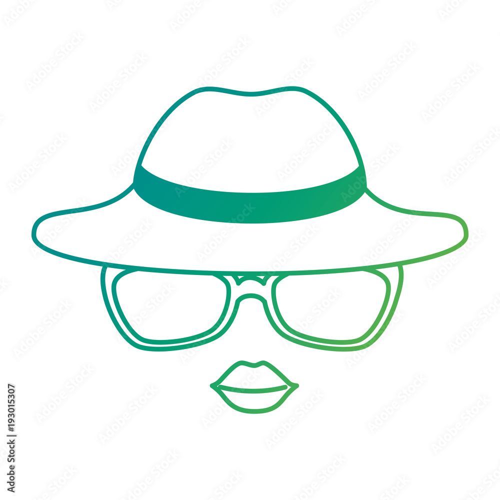 elegant female hat with glasses and lips vector illustration design elegant female hat with glasses and lips vector illustration design
