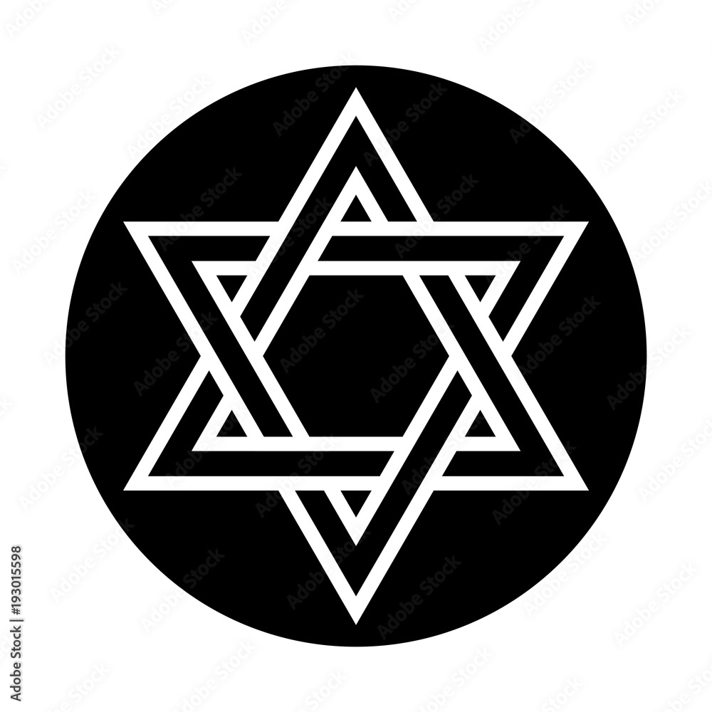 White star of King David on black background White star of King David on black background