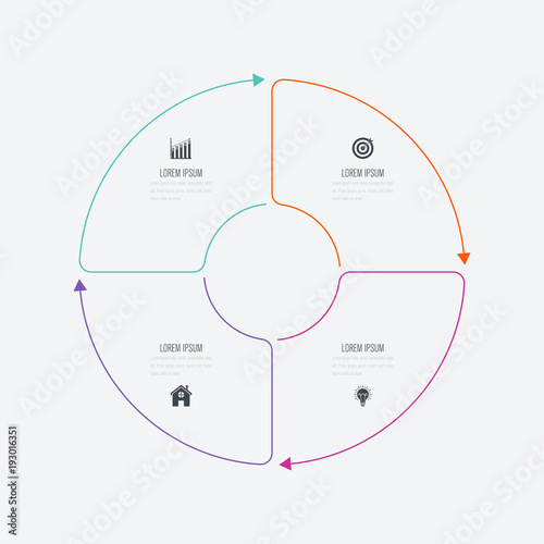 Infographics template 4 options with circle