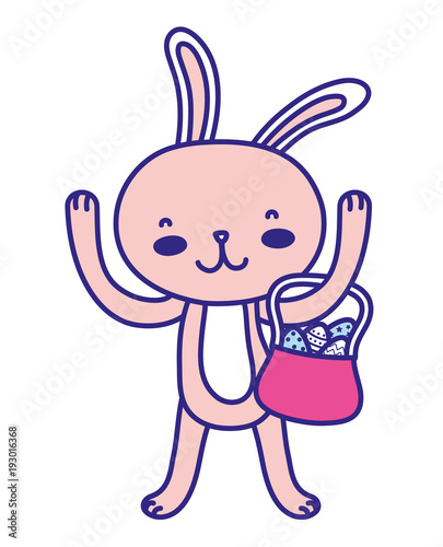full color rabbit animal with eggs easter inside hamper
