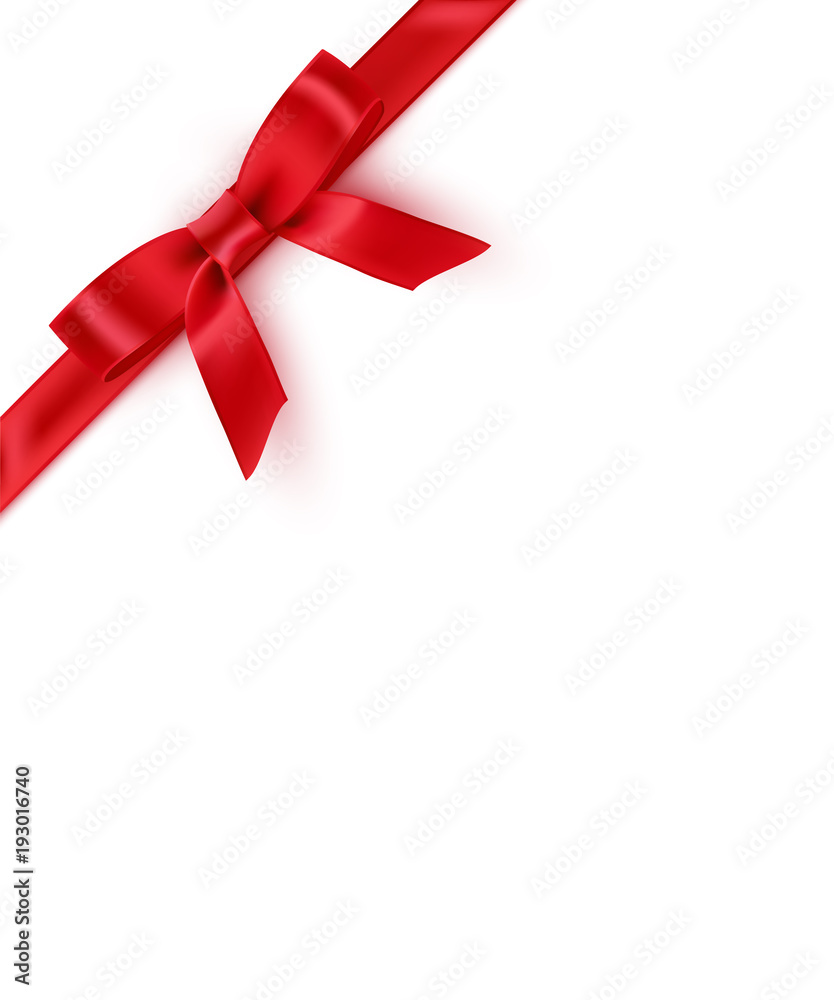 Red bow and ribbon. Vector realistic design template. Red bow and ribbon. Vector realistic design template.