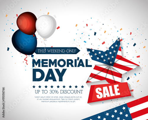 happy memorial day sale vector illustration design