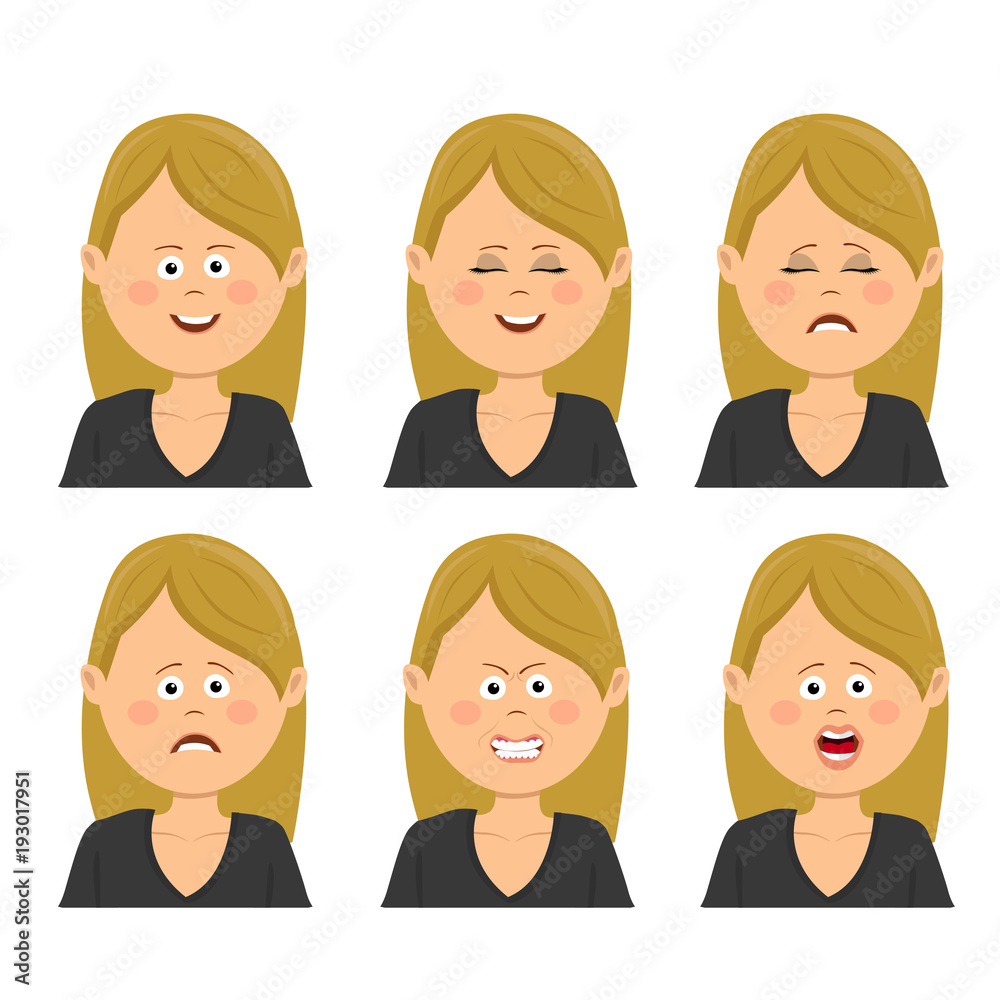 Set of young blonde woman with different emotions Set of young blonde woman with different emotions