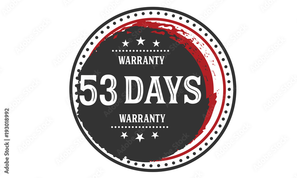 53 days warranty rubber stamp 