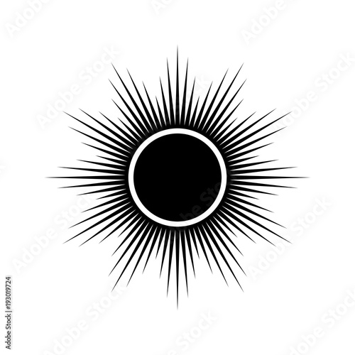 Simple black and white sign of solar eclipse, vector.