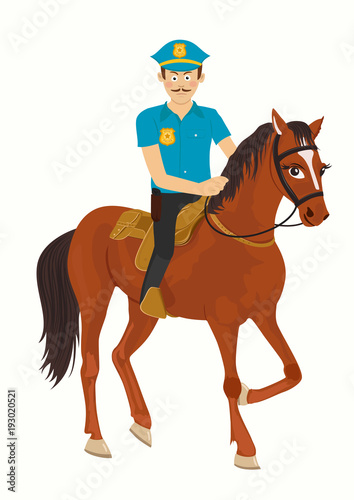 Strict policeman riding a horse © flint01