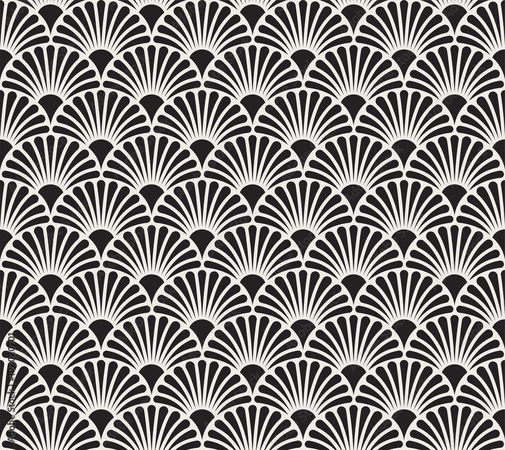 Vector Flower Abstract Seamless Pattern. Art Deco Style Background. Geometric texture.