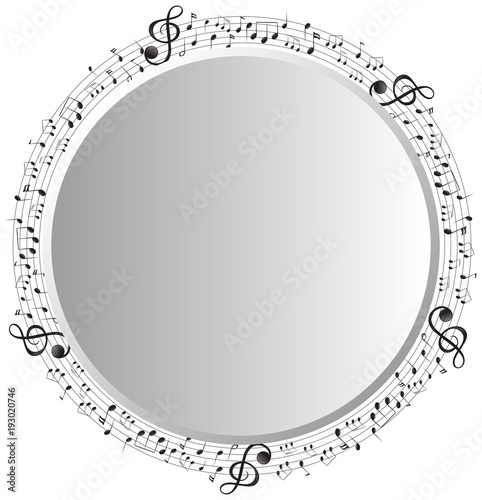Frame template with music notes in circle