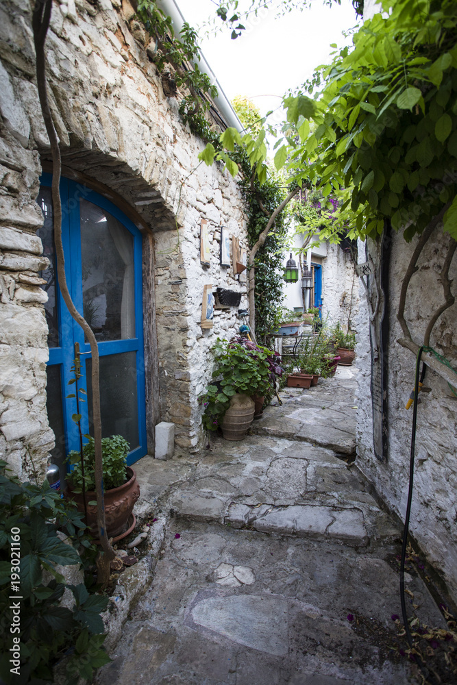 Street view of Afionas at Corfu Island of Greece.