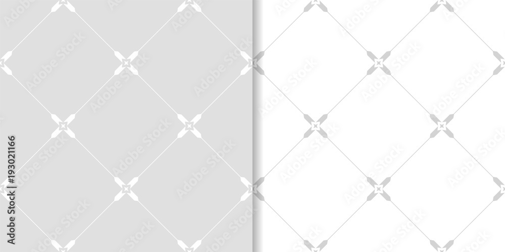 Fototapeta premium Light gray geometric ornaments. Set of seamless patterns