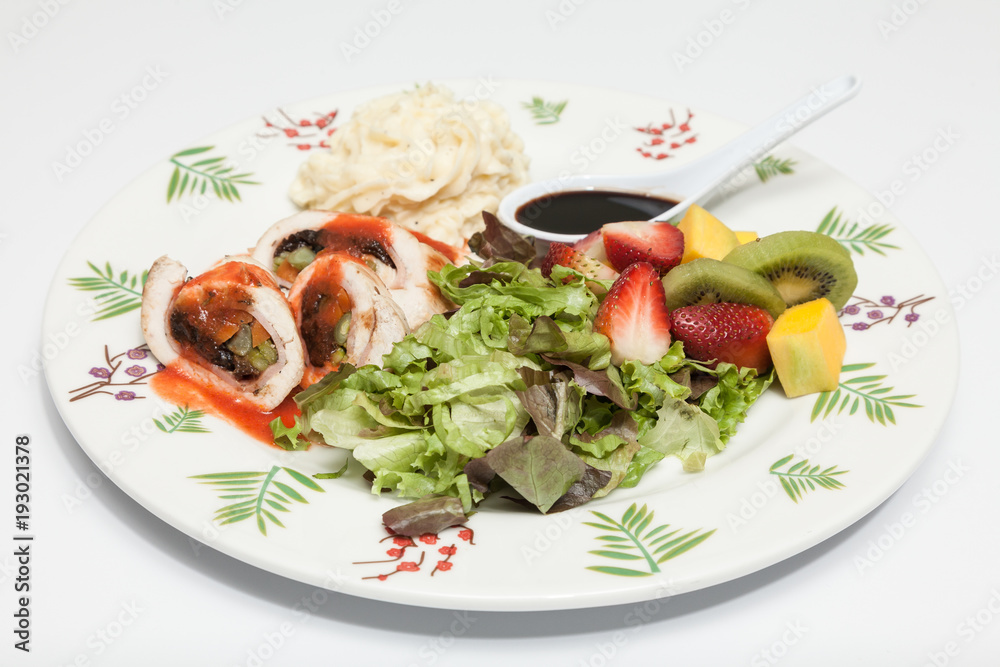 healthy food, balanced lunch protein, salad and arina healthy food, balanced lunch protein, salad and arina
