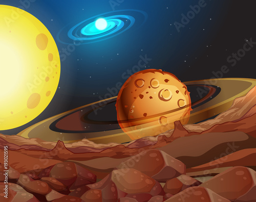 Space background with moon and sky