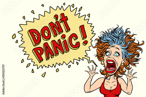 The woman panics and screams in horror
