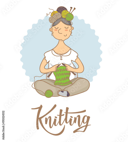 'Knitting' lettering logo for yarn store