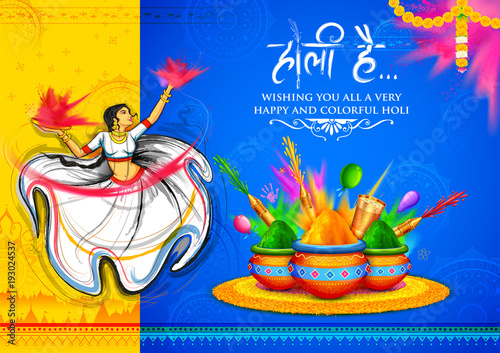 Happy Holi Background for Festival of Colors celebration greetings © vectomart
